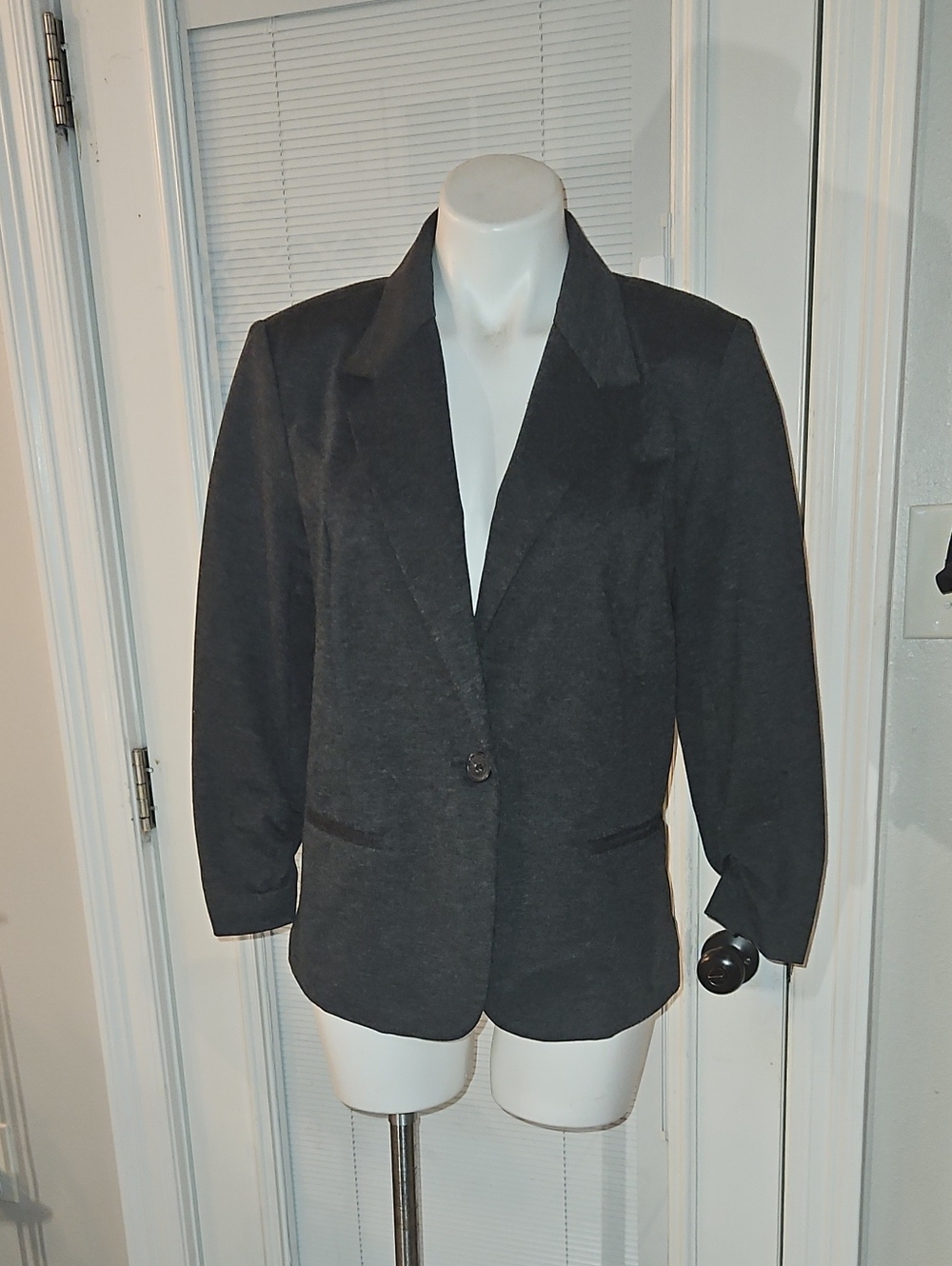 Christian Siriano Charcoal Single-Button Blazer